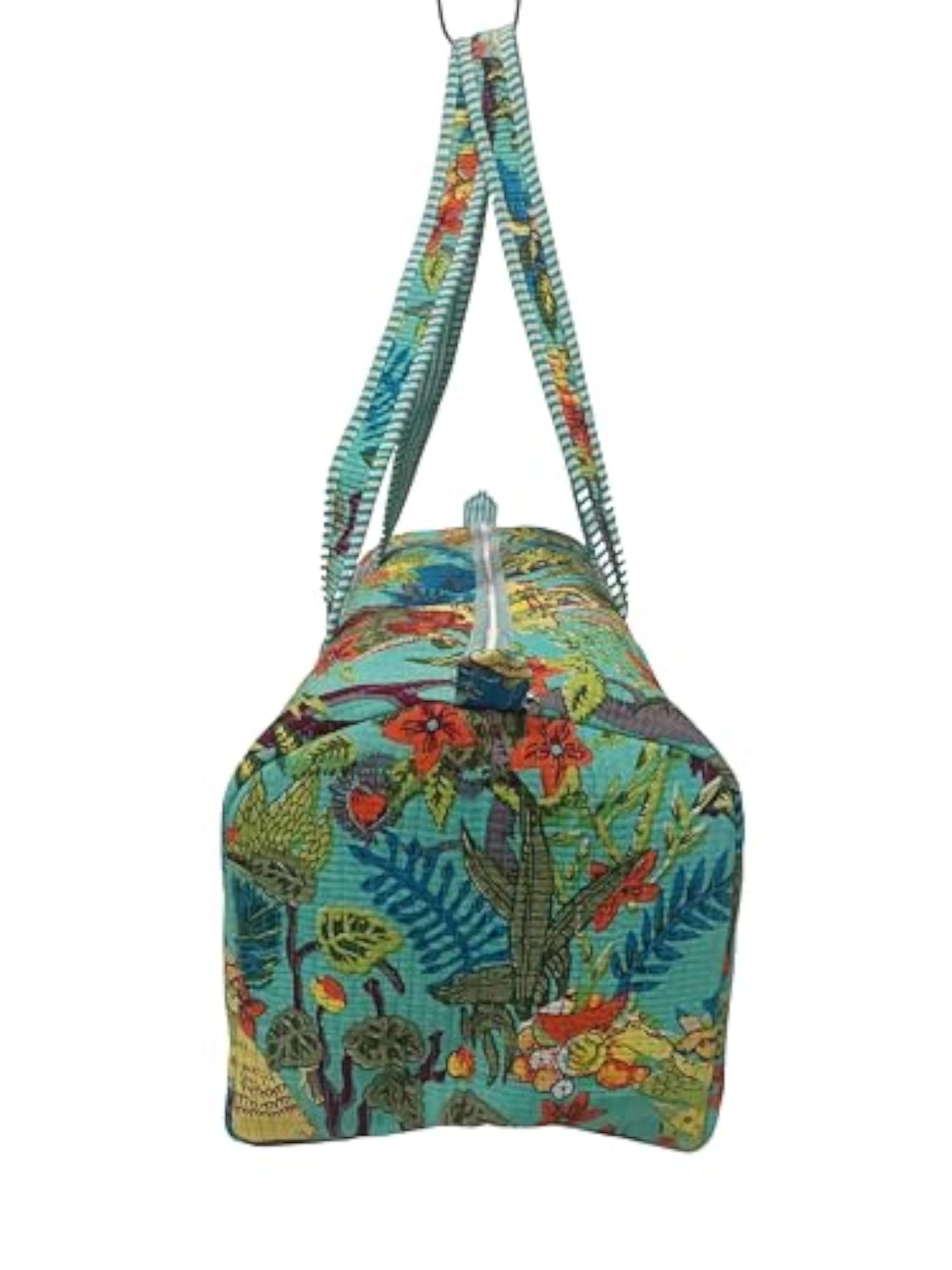 Handblock Print Cotton Quilted Duffle Bag, Eco-Friendly